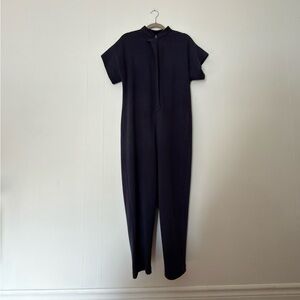 Sleek dropcrotch navy jumpsuit